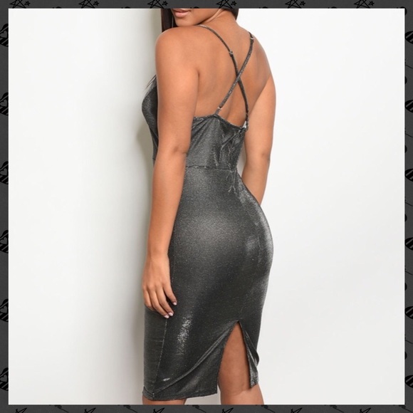 SHIMMERING BLACK RUNWAY DRESS-SLIP-TUNIC MIDI NEW - Picture 3 of 7